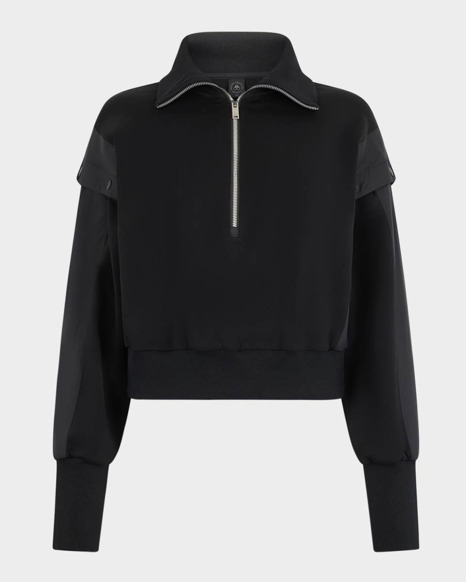 Mixed-Media Half-Zip Sweatshirt